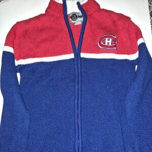 Ilanco Vintage women small Zip Cardigan Montreal Canadians Red Blue White NHL